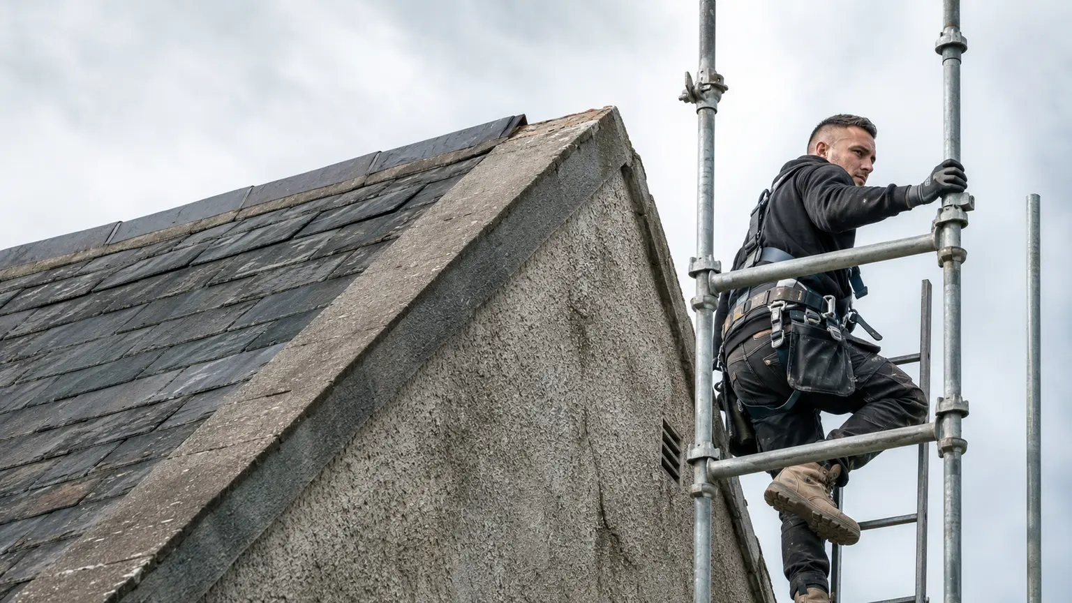 Scaffold erected for roof replacement